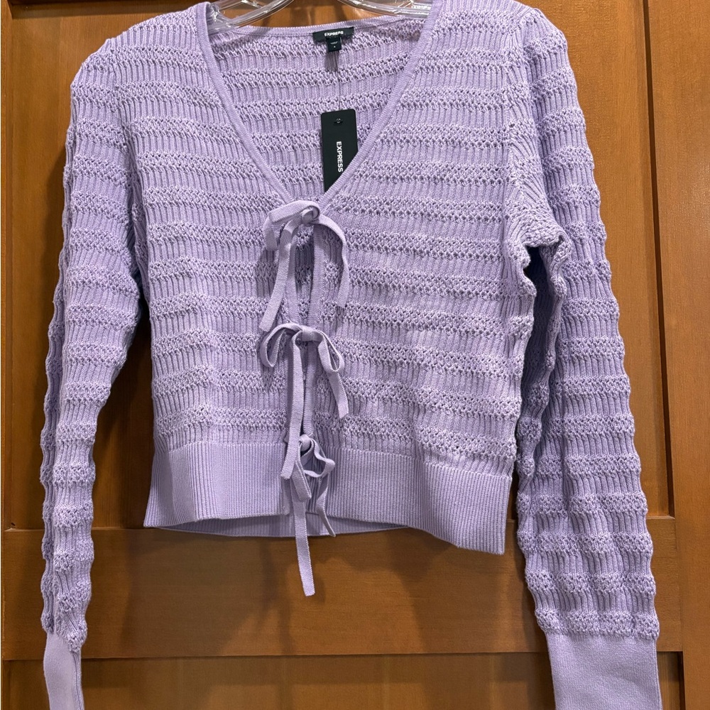 Express Lilac Sweater with Tie Details NWT